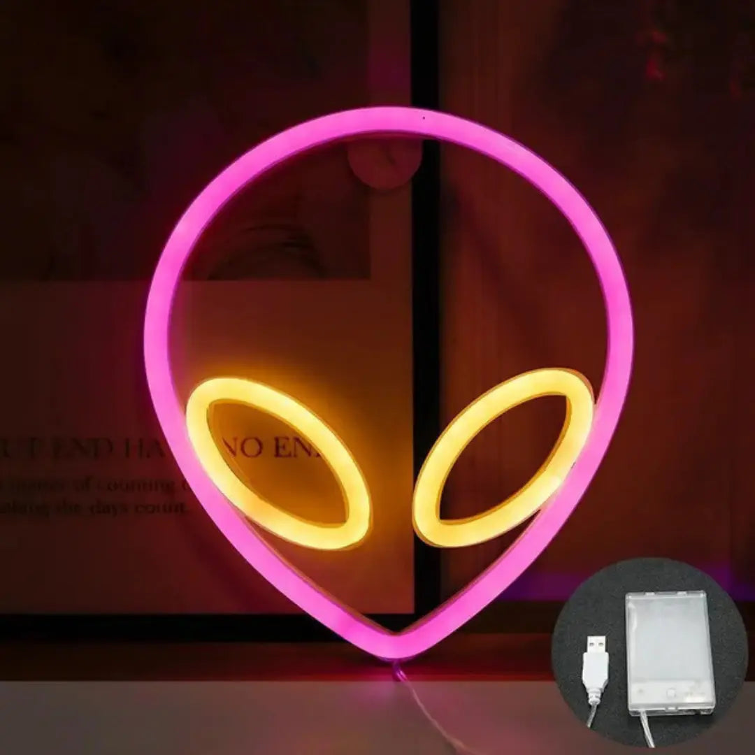 lampe_neon_alien_rose_jaune